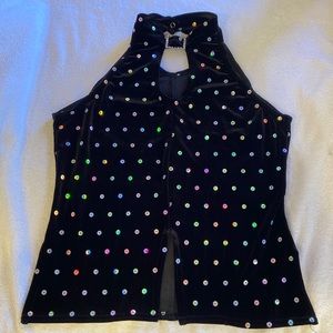 Black sequined fancy top. Kelly Brand sz M. Great condition. Dress up/costume